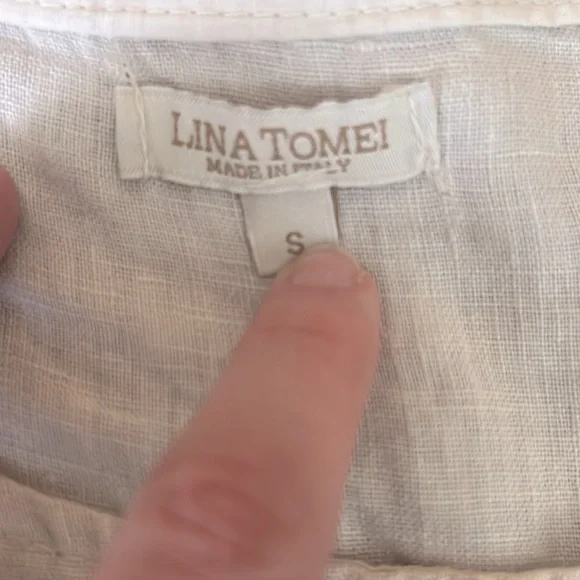 Lina Tomei Linen Embroidered Short Sleeve Top - Picture 4 of 5